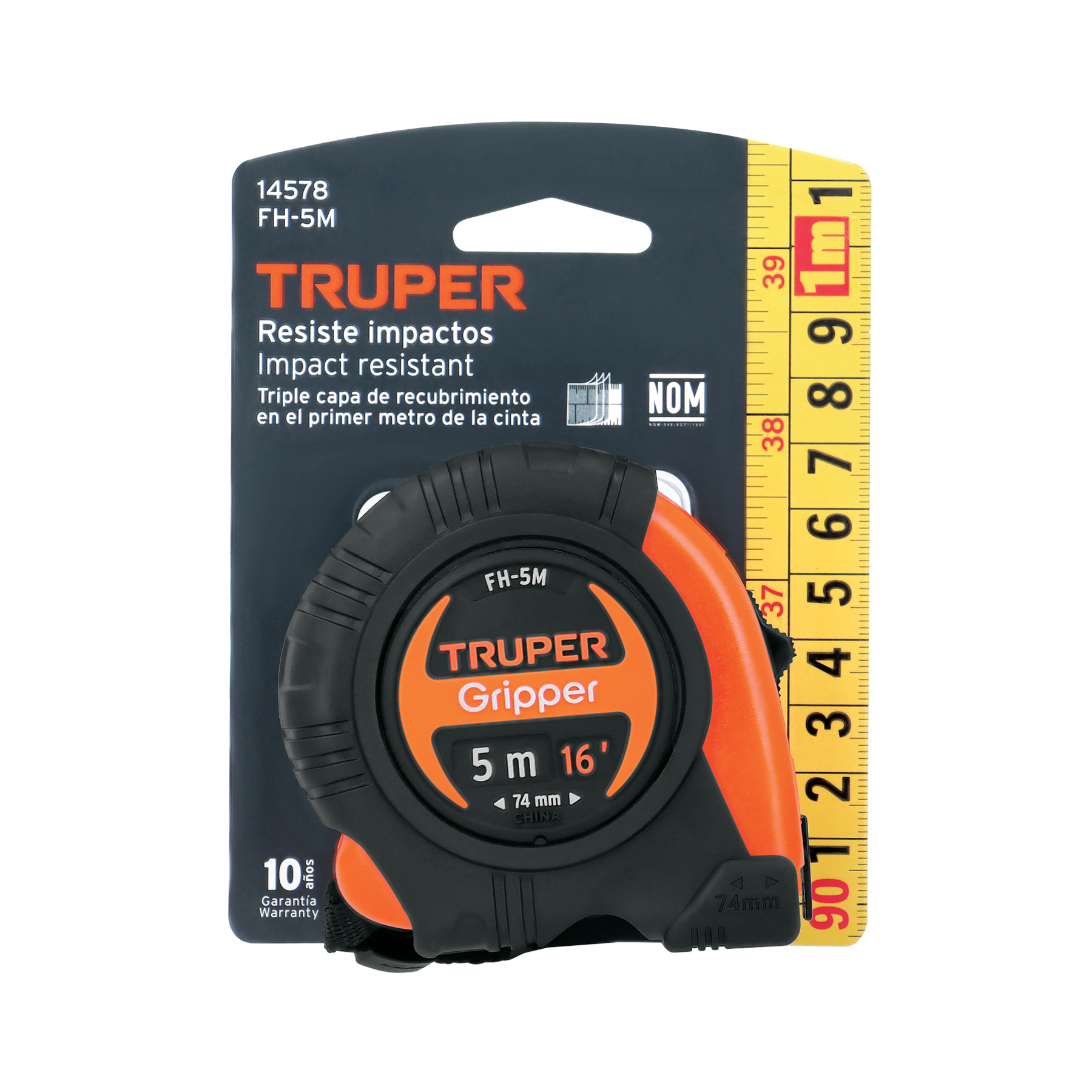 Flexómetro Gripper contra impactos 5 m cinta 19 mm, TRUPER - Imagen 5