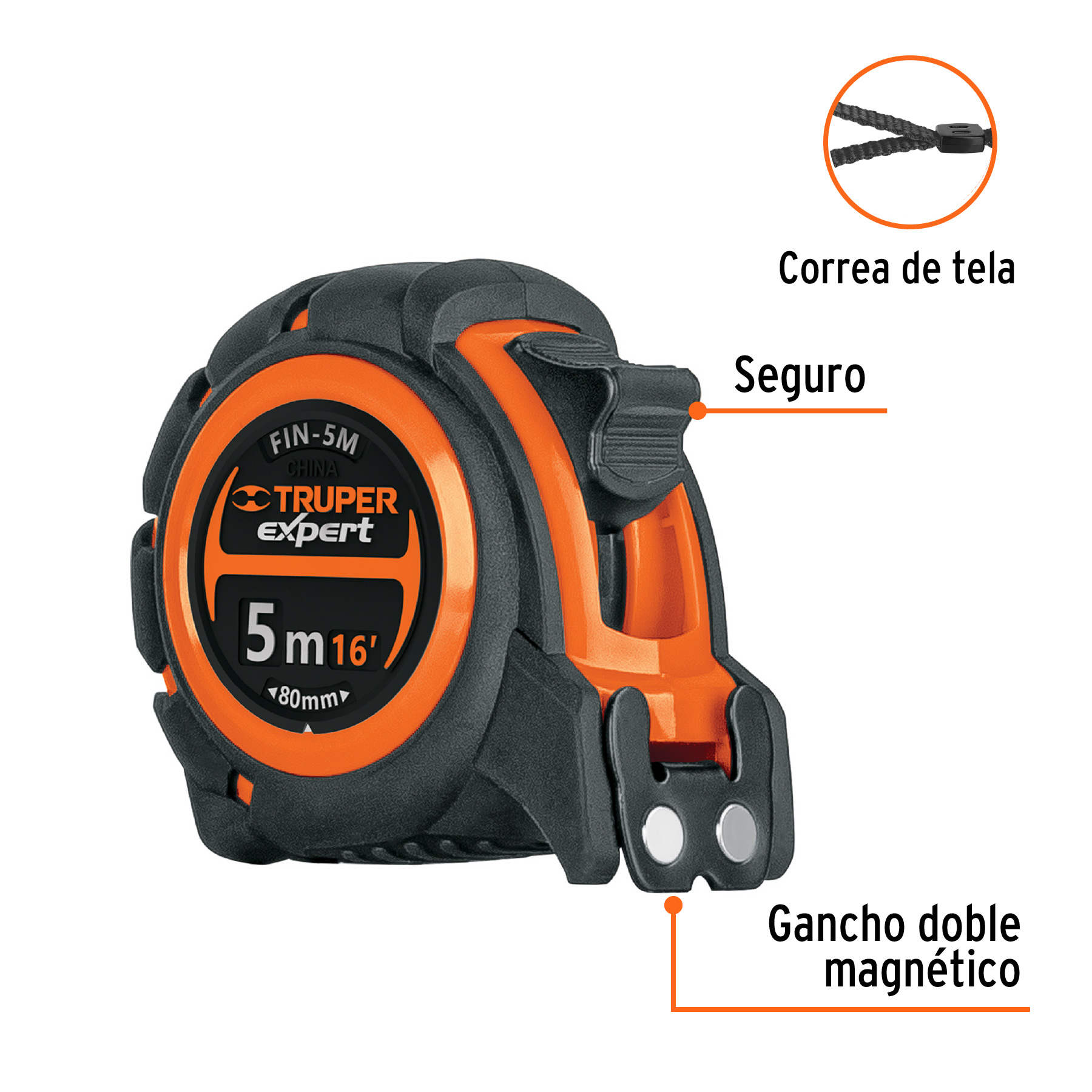 Flexómetro industrial contra impactos 5 m cinta 19 mm - Imagen 2