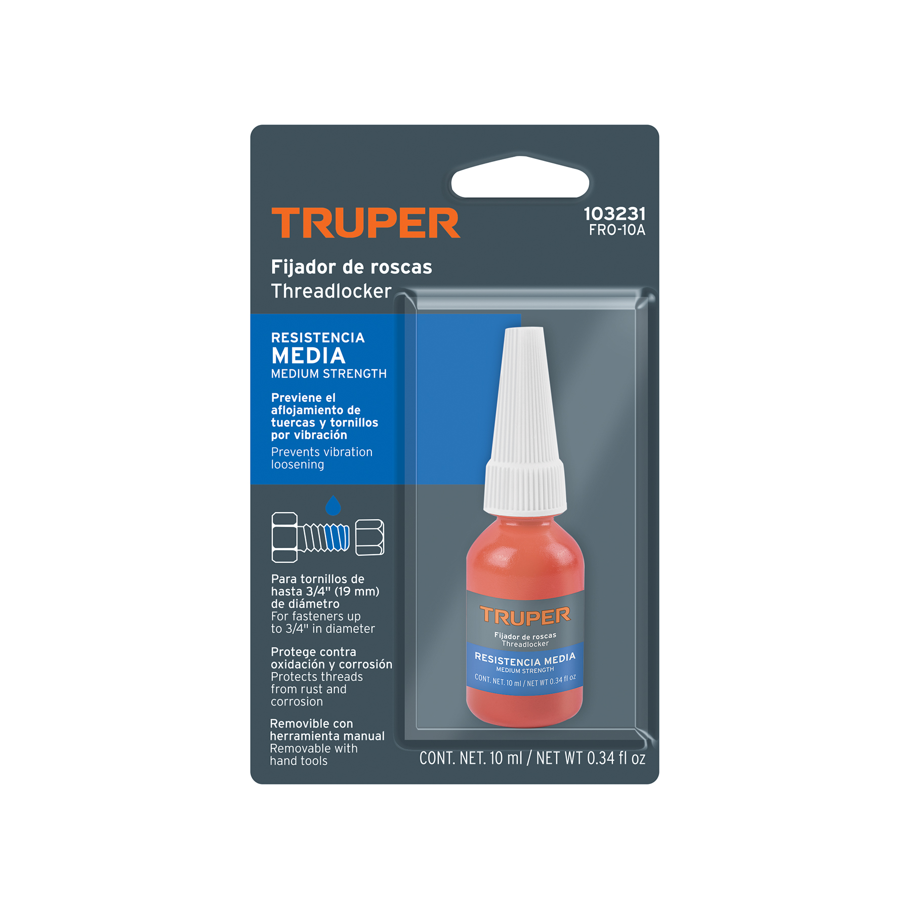 Fijador de roscas, removible, 10 ml, azul, TRUPER - Imagen 4