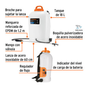 Fumigador de 18 L eléctrico con batería ion litio de 12 V - Imagen 3