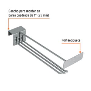 Alternative view of Gancho recto reforzado de 10' con portaetiqueta, TRUPER