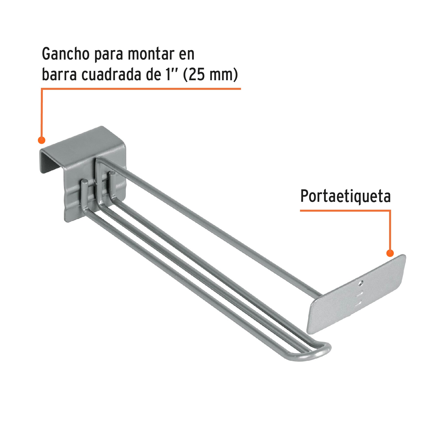 Gancho recto reforzado de 10' con portaetiqueta, TRUPER - Imagen 2