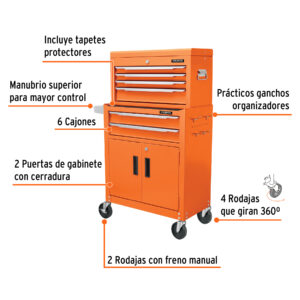 Alternative view of Gabinete metálico móvil, 6 cajones, 2 compartimentos, TRUPER