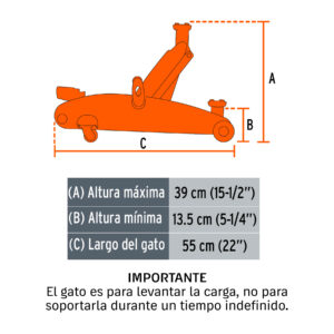 Alternative view of Gato hidráulico de patín 2.5t, elevación rápida, con maletín