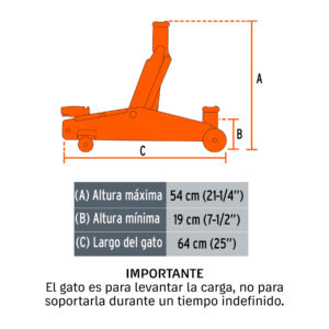 Alternative view of Gato hidráulico de patín 3t, 57 movimientos, maletín, TRUPER