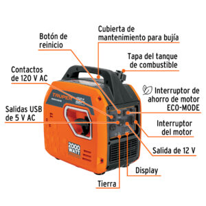 Alternative view of Generador silencioso inverter 2.2kW, 80 cc, encendido manual