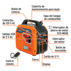 Alternative view of Generador silencioso inverter 2.2kW, 80 cc, enc. electrónico