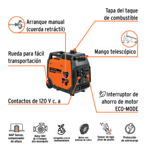 Alternative view of Generador inversor silencioso 3 kW, encendido manual, TRUPER