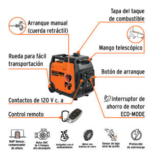 Alternative view of Generador inversor silencioso 3 kW, encendido electrónico