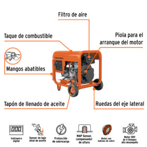 Alternative view of Generador portátil 6 kW motor a diesel, TRUPER