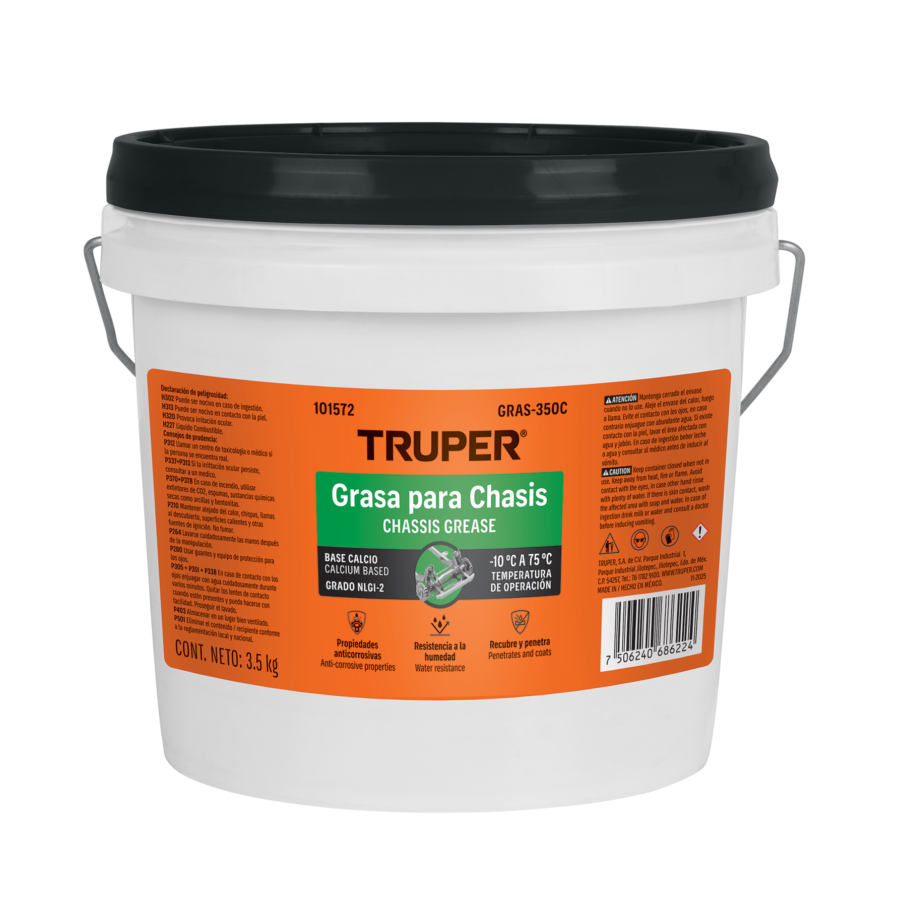 Grasa lubricante para chasis, base calcio, 3.5 kg, TRUPER