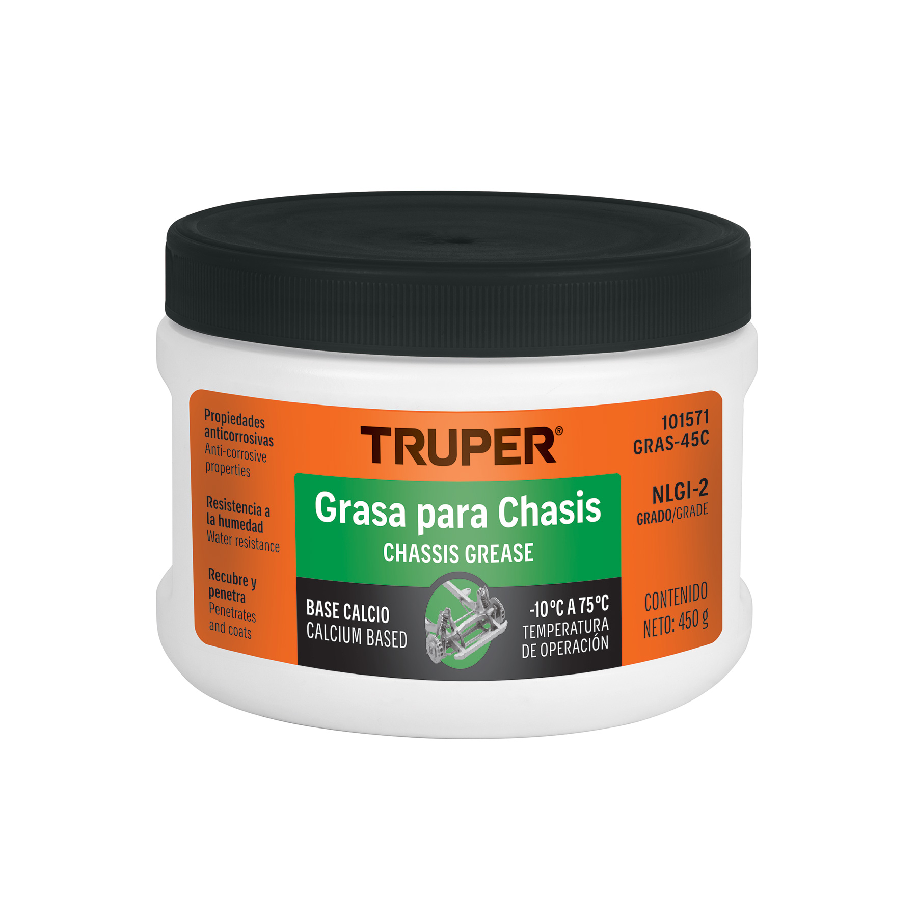 Grasa lubricante para chasis, base calcio, 450 g, TRUPER