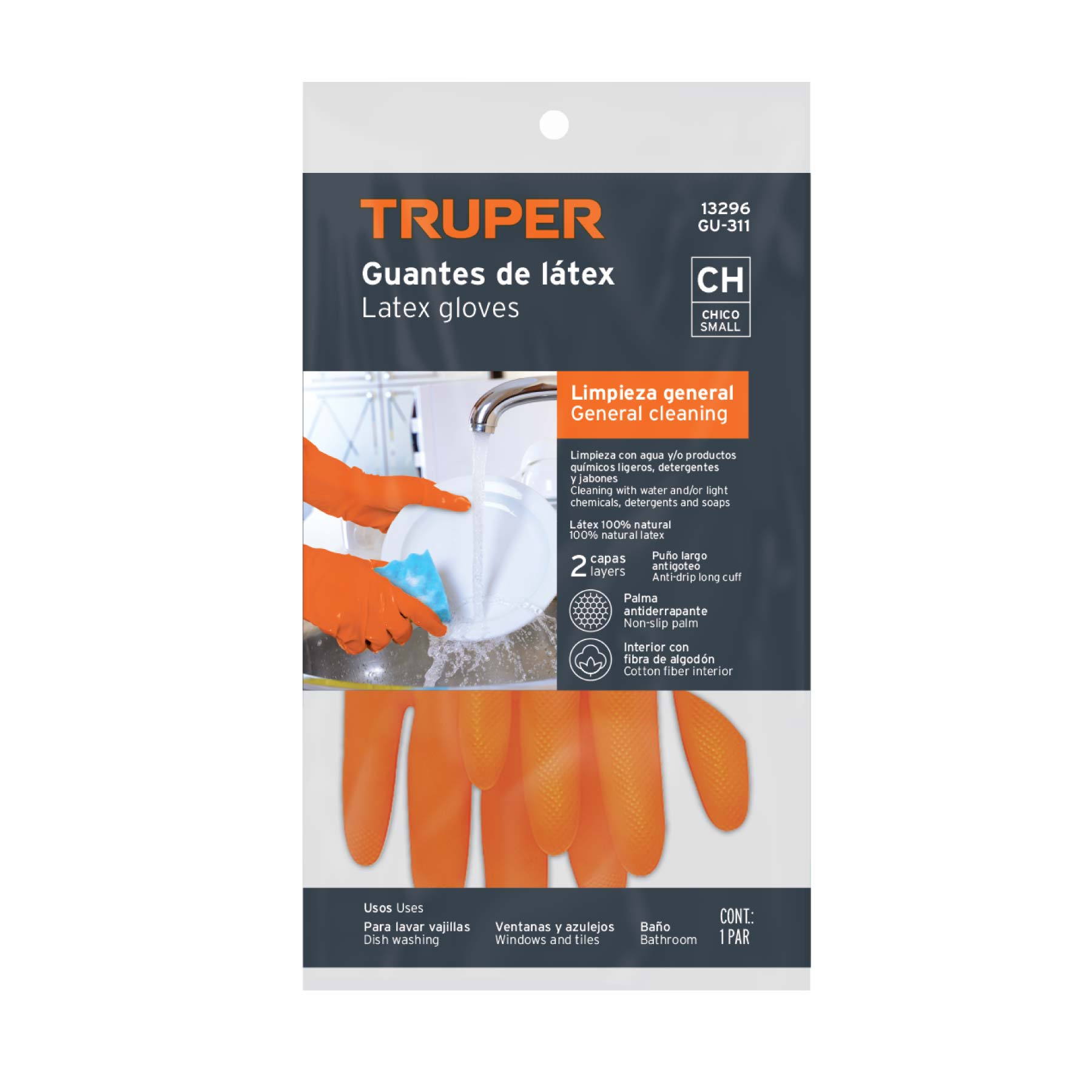 Guantes de látex para limpieza, CH, TRUPER - Imagen 2