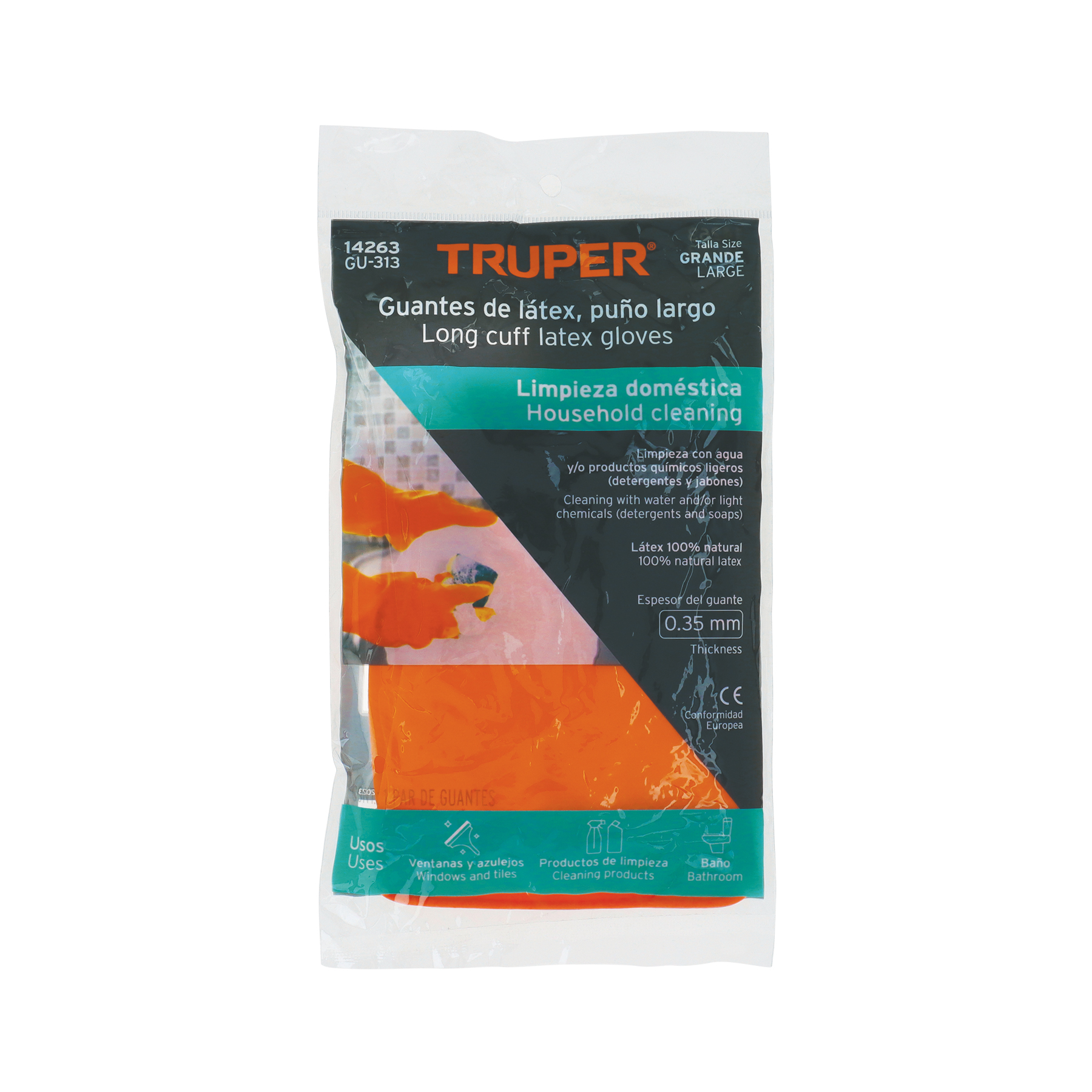 Guantes de látex para limpieza, G, TRUPER - Imagen 2