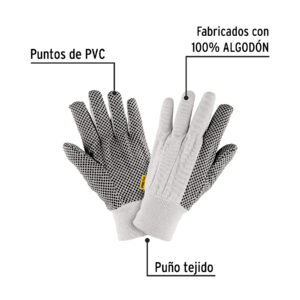 Alternative view of Guantes de algodón con puntos PVC en palma, unitalla, PRETUL