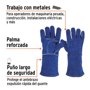 Alternative view of Guantes para soldador, reforzados, azules, TRUPER