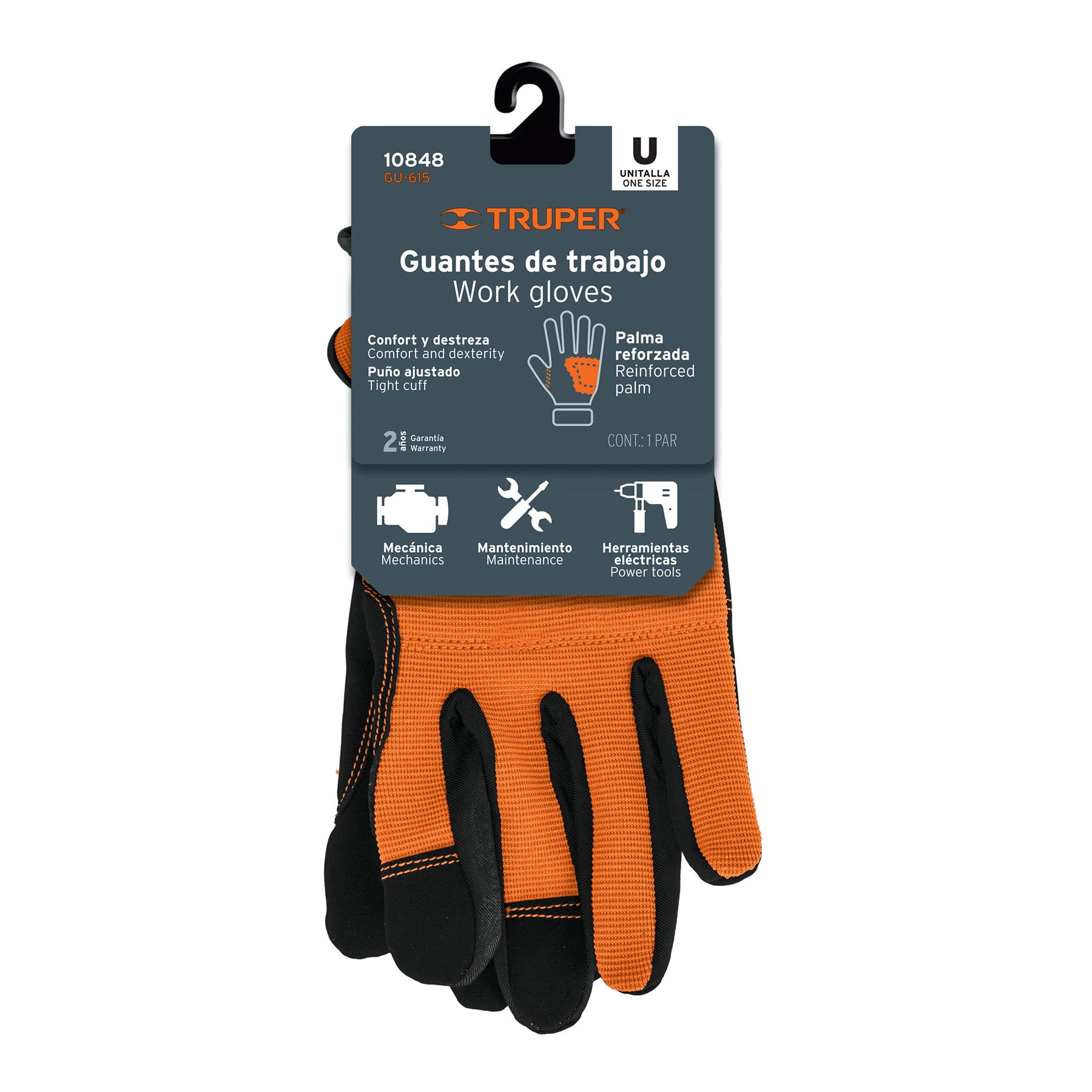 Guantes para mecánico, palma reforzada, unitalla, TRUPER - Imagen 2
