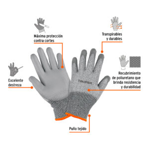 Alternative view of Guante Anticorte NV5 recubrimiento de poliuretano, M, TRUPER