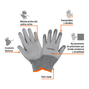 Alternative view of Guante Anticorte NV5 recubrimiento de poliuretano, G, TRUPER