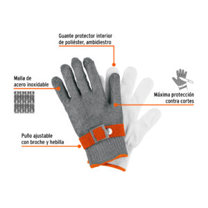 Alternative view of Guante Anticorte NV 5 de Acero Inoxidable, G, TRUPER