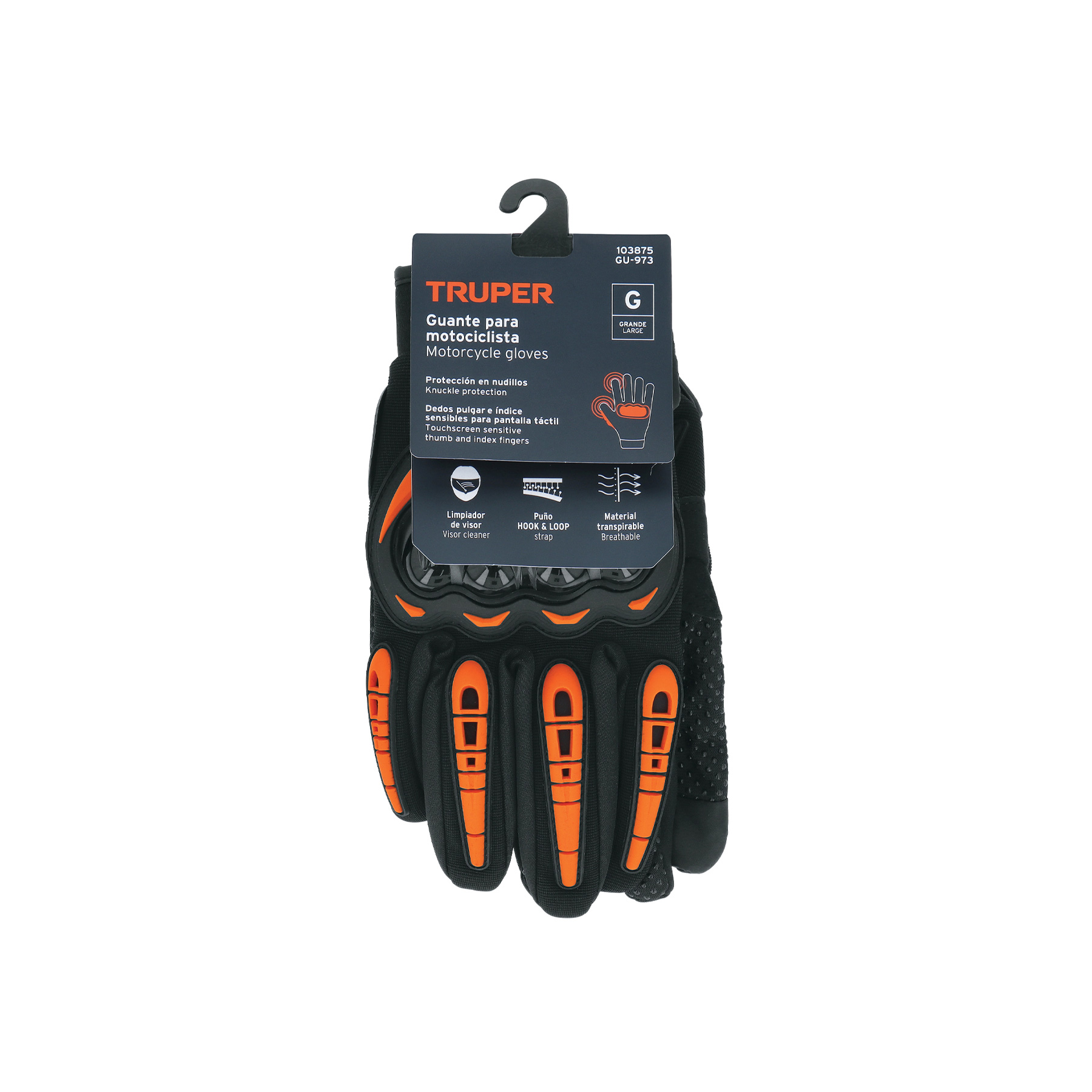 Guante con protección para motociclista, G, TRUPER - Imagen 2