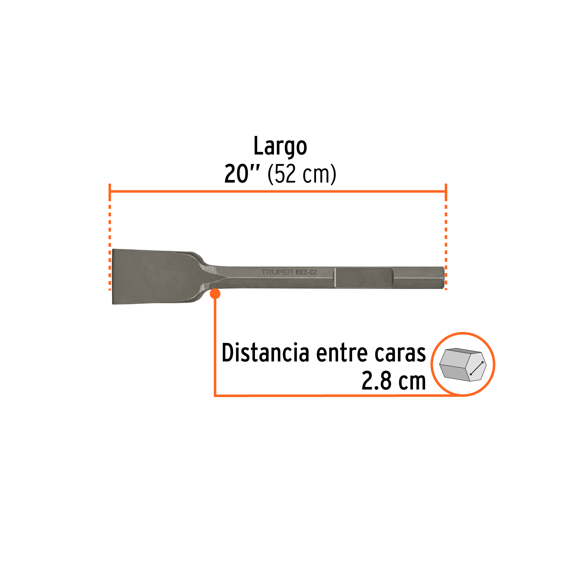 Cincel pala zanco hexagonal de 3' x 16', TRUPER - Imagen 2