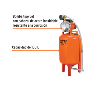 Equipo hidroneumático 100L, jet inoxidable 1 HP, TRUPER - Imagen 3