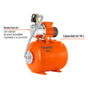 Alternative view of Equipo hidroneumático 50L, jet inoxidable 1 HP, TRUPER