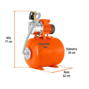 Equipo hidroneumático 50L, jet inoxidable 1 HP, TRUPER - Imagen 3