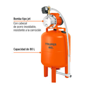 Alternative view of Equipo hidroneumático 80L, jet inoxidable 1 HP, TRUPER
