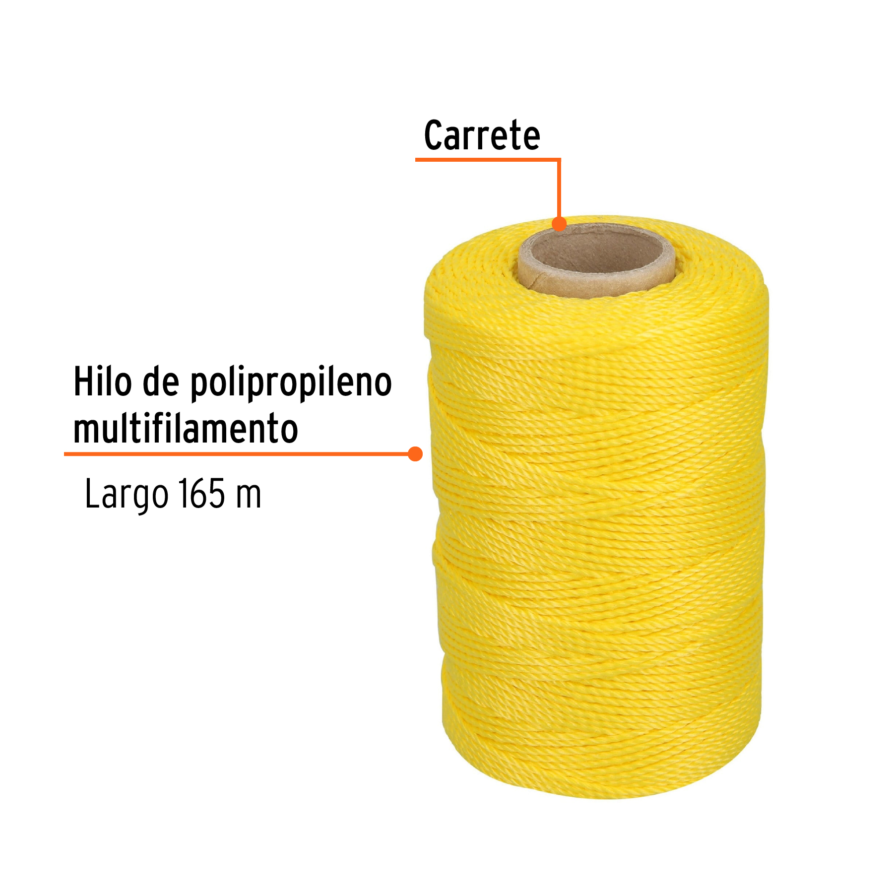 Carrete con 165 m de hilo para albañil amarillo, TRUPER - Imagen 2