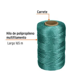 Carrete con 165 m de hilo para albañil verde, TRUPER - Imagen 2