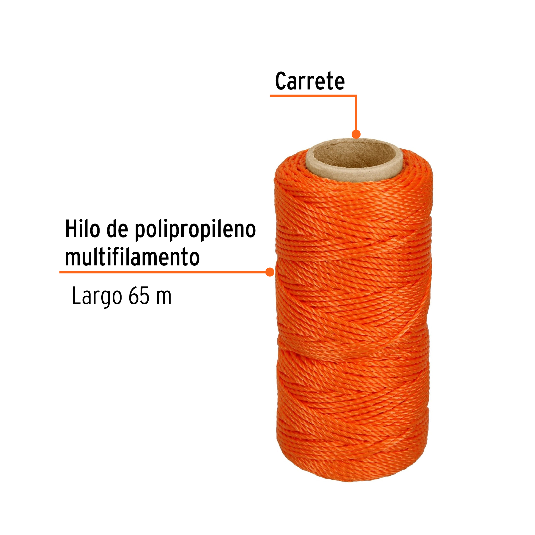 Carrete con 65 m de hilo para albañil naranja, TRUPER - Imagen 2