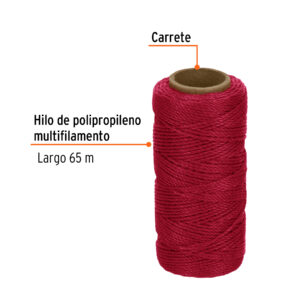 Carrete con 65 m de hilo para albañil rojo, TRUPER - Imagen 2