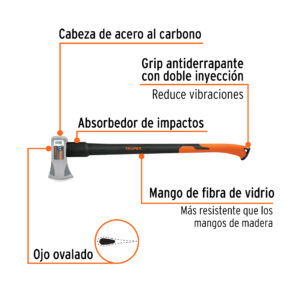 Alternative view of Hacha Michigan 4 lb, mango fibra de vidrio 34', TRUPER
