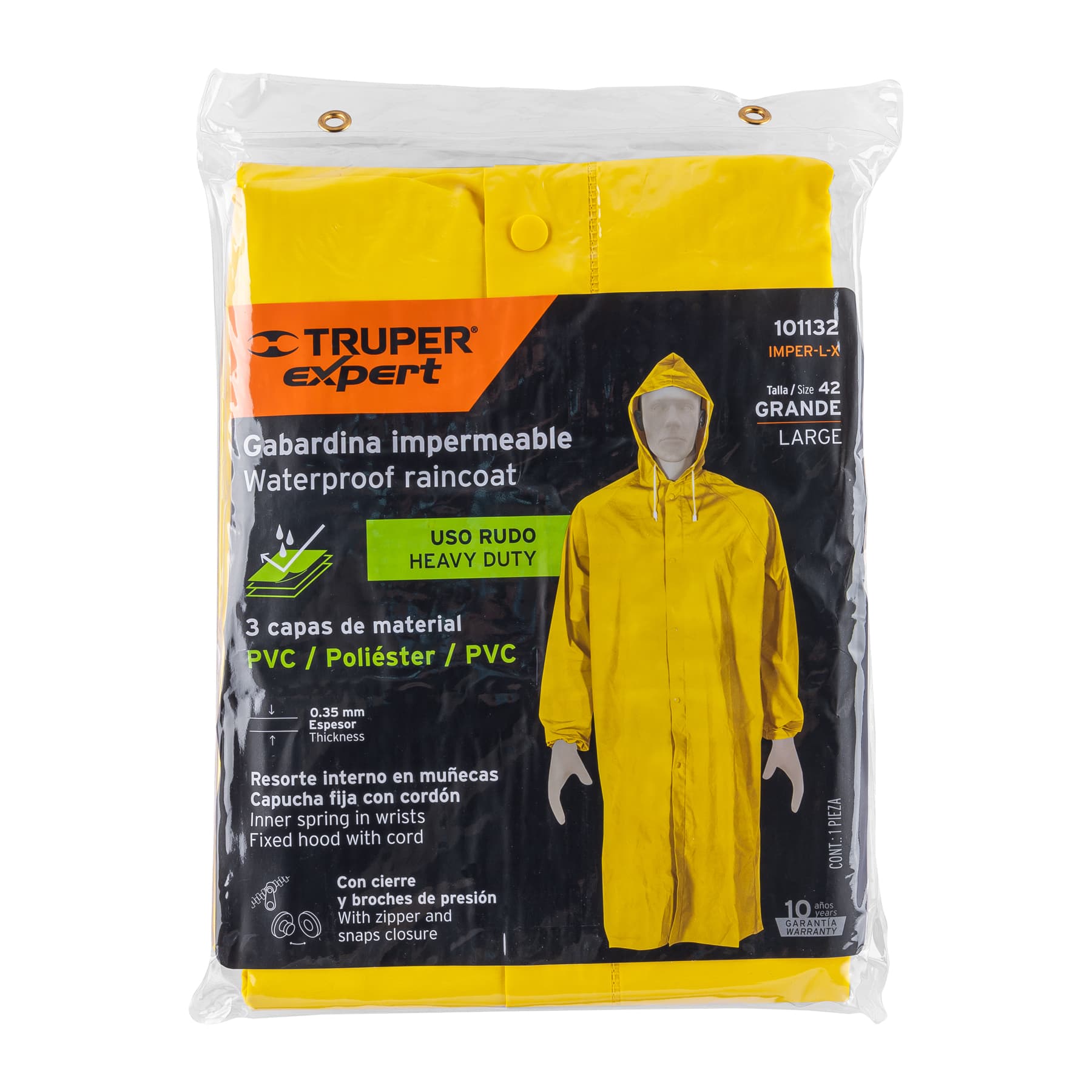 Gabardina impermeable triple capa, talla G, TRUPER EXPERT - Imagen 4