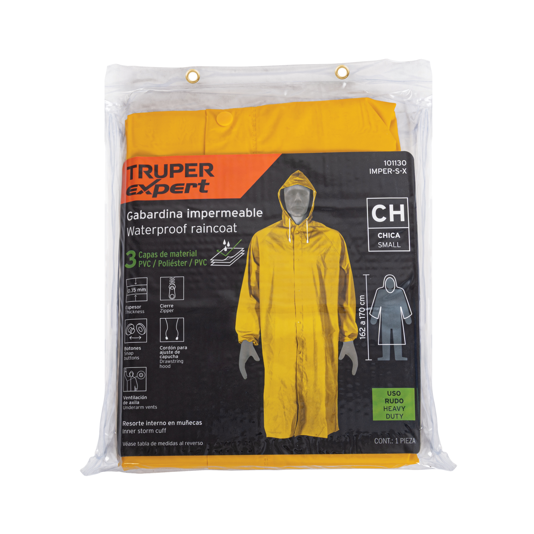 Gabardina impermeable triple capa, talla CH, TRUPER EXPERT - Imagen 4