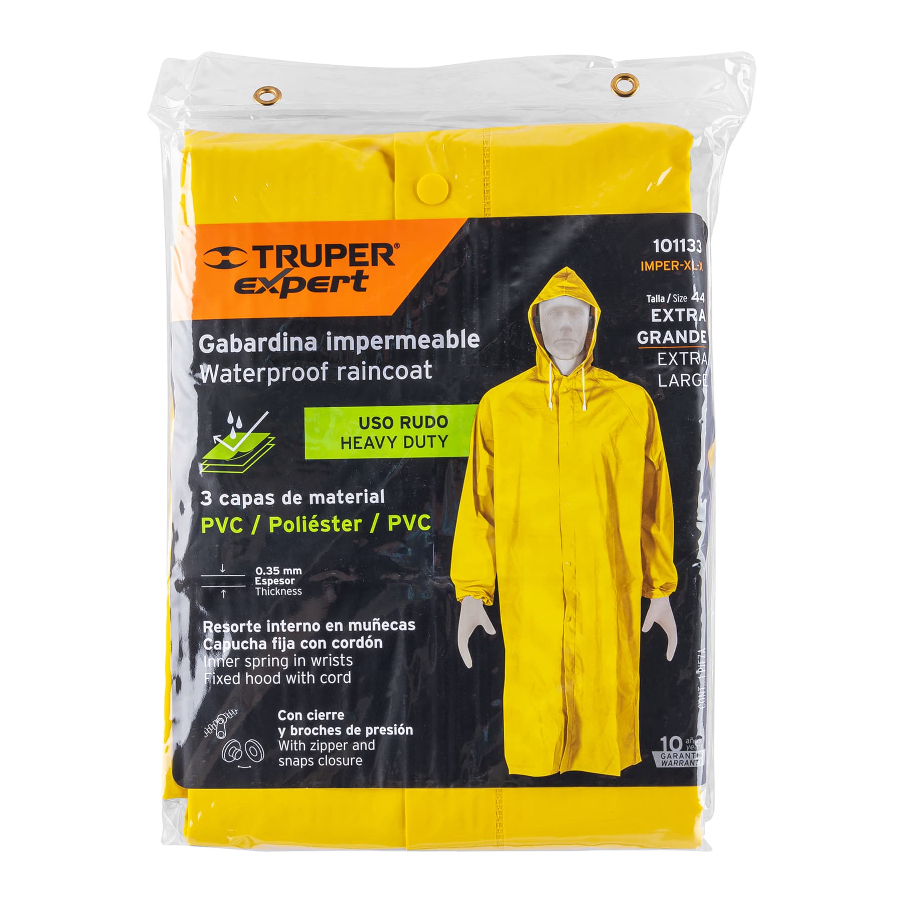 Gabardina impermeable triple capa, talla XG, TRUPER EXPERT - Imagen 4