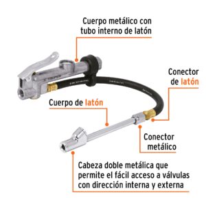 Alternative view of Inflador calibrador de cabeza doble, profesional, TRUPER