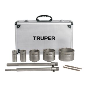 Juego de 9 brocasierras para concreto SDS Plus y MAX, TRUPER