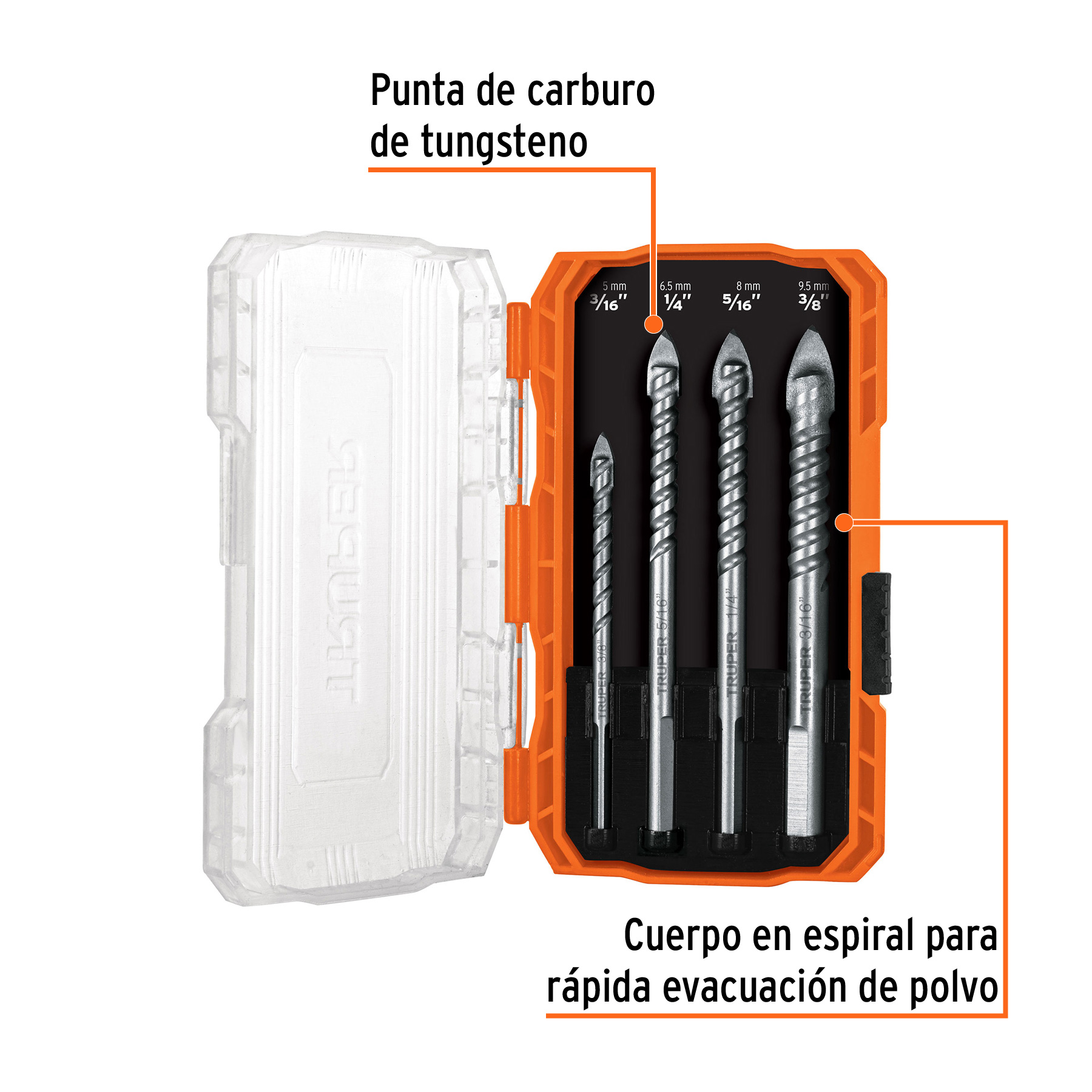 Juego de 4 brocas para vidrio y azulejo, TRUPER EXPERT - Imagen 2