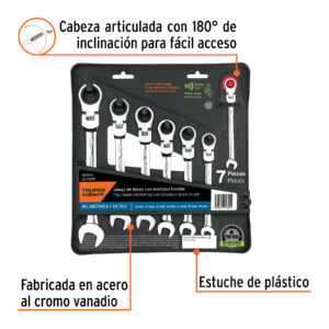 Alternative view of Juego de 7 llaves combinadas mm con matraca flexible