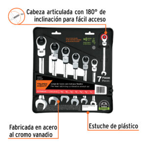 Alternative view of Juego de 7 llaves combinadas std con matraca flexible