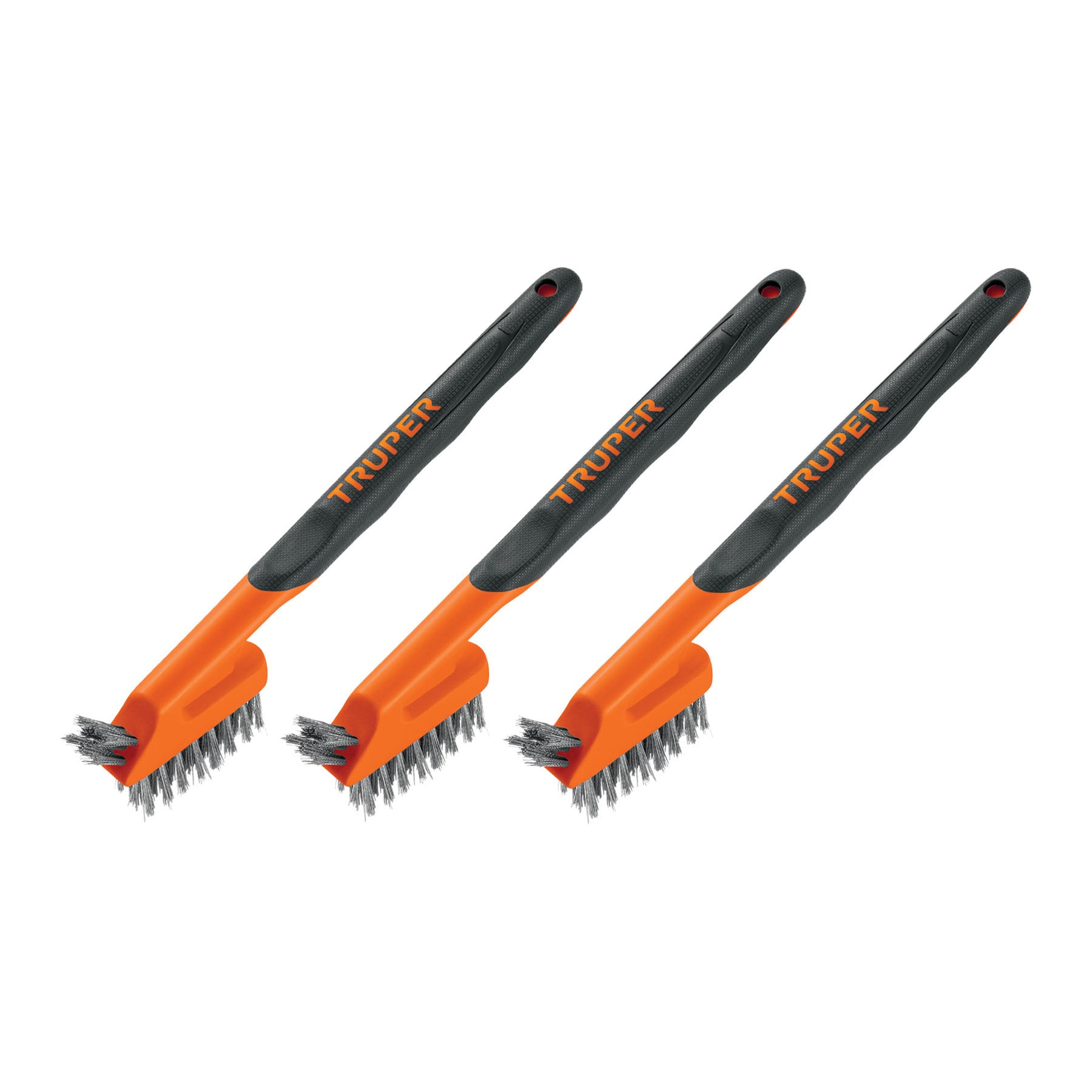 Juego de 3 minicepillos, 28 pinceles acero inoxidable,TRUPER