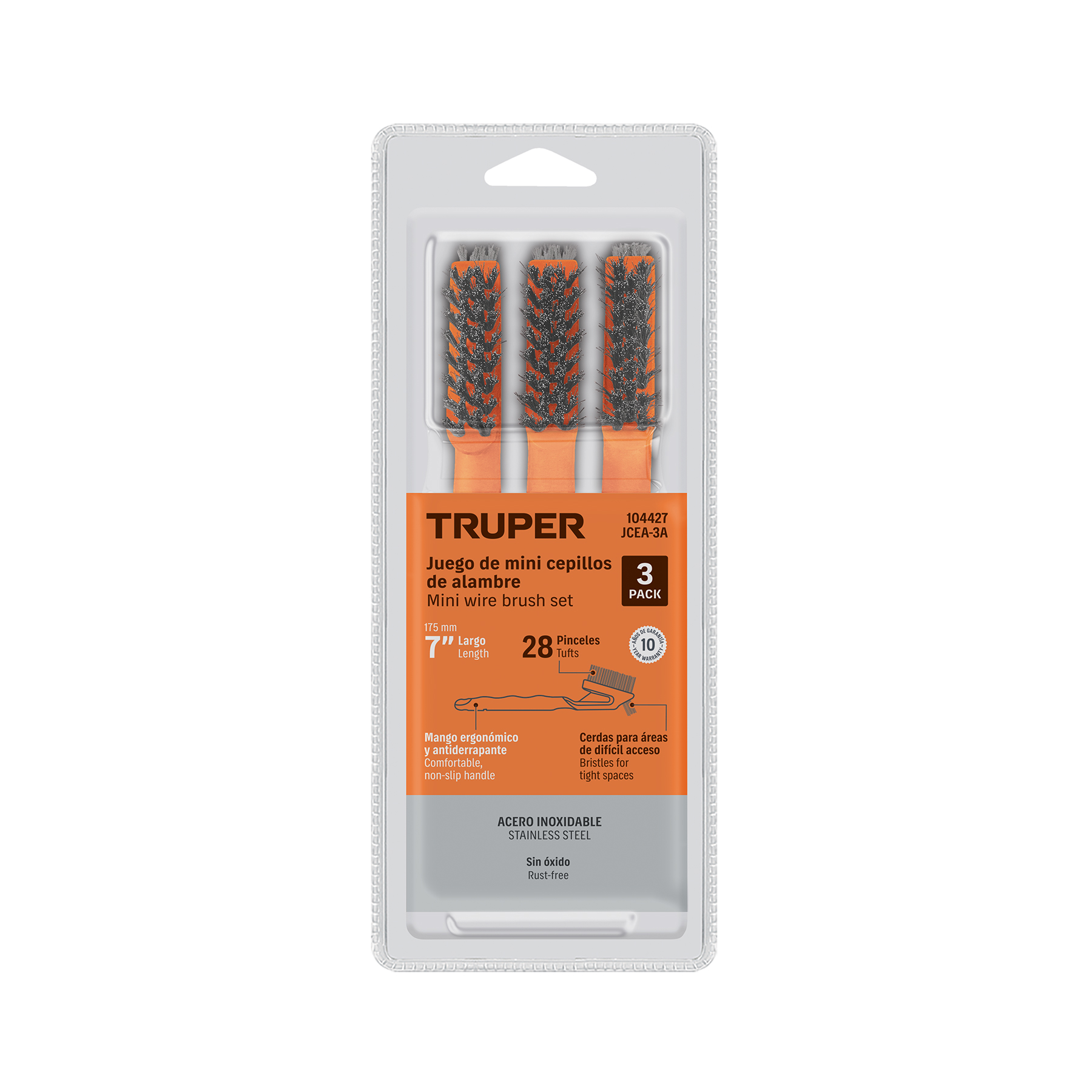 Juego de 3 minicepillos, 28 pinceles acero inoxidable,TRUPER - Imagen 2