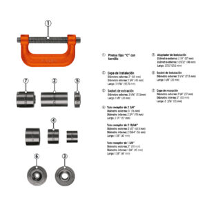 Alternative view of Juego para desmontar rótulas y terminales, 9 piezas, TRUPER