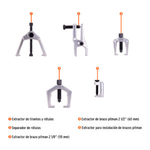 Alternative view of Juego de extractores para rótulas, 5 piezas, TRUPER