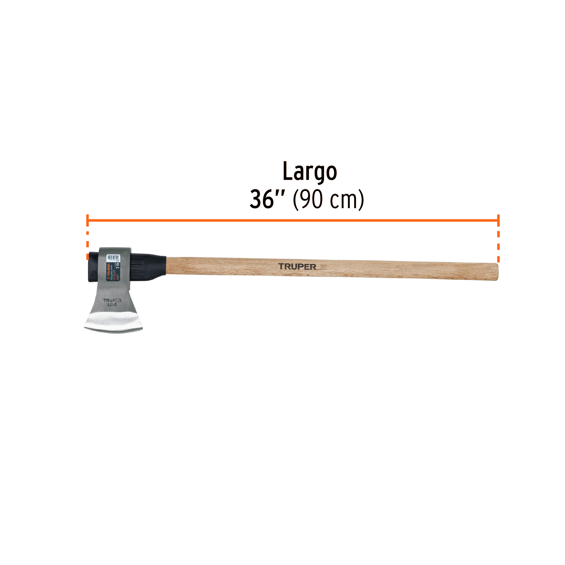 Hacha labor entera 3 lb, mango de madera 36', TRUPER - Imagen 3