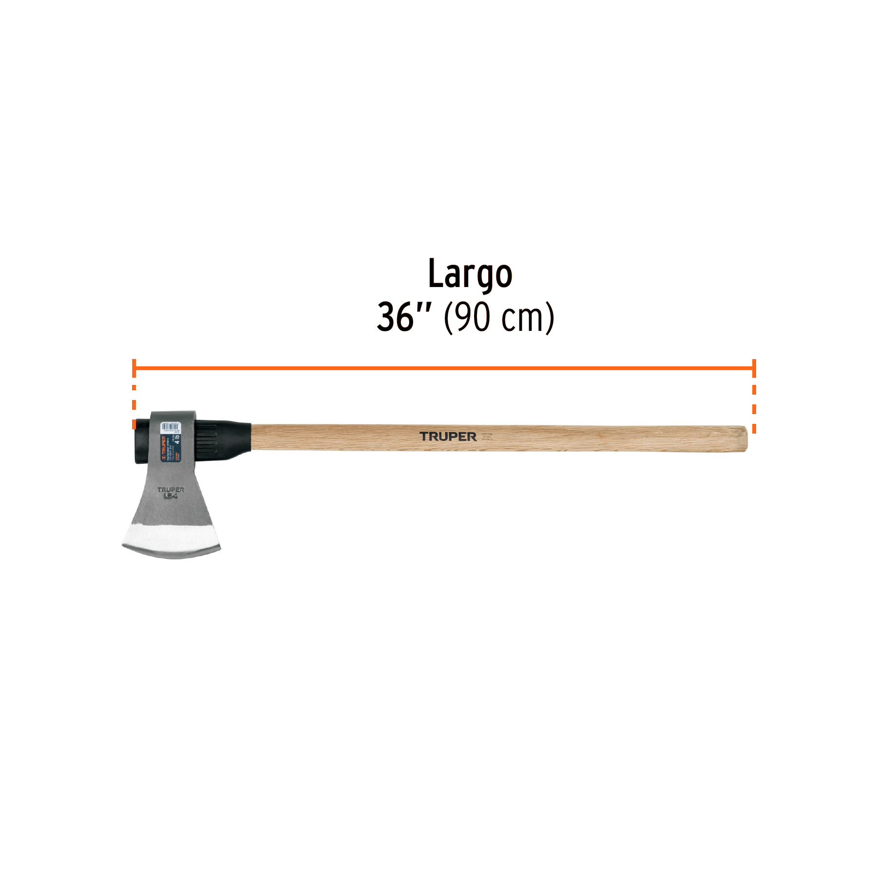 Hacha labor entera 4 lb, mango de madera 36', TRUPER - Imagen 3