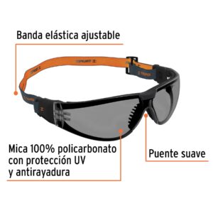 Alternative view of Lentes de seguridad, gris con banda elástica, Active, TRUPER